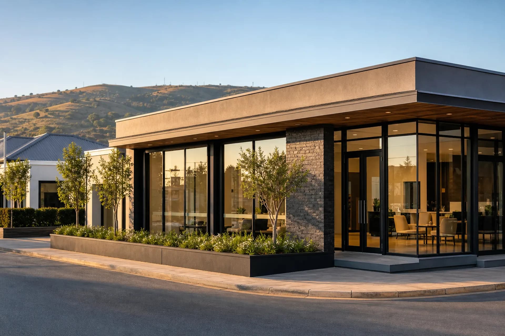 Modern real estate agency exterior in Zimbabwe
